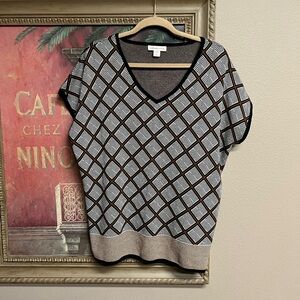 Coldwater Creek Silk Blend V-Neck Geometric Sweater Vest